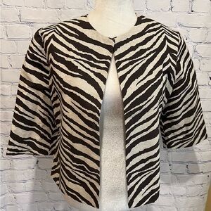 ADRIENNE LANDAU Animal Print Blazer Cotton Blend Size Medium